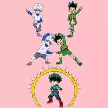 My Hero Academia parodi Sakura Rosa Keps - Gon, Killua och Deku (Izuku Midoriya) (Högklassig Keps - Tryckt i Frankrike - Ref : 1114)