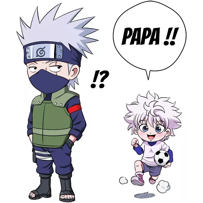 Stickers Déco Parodie Naruto Papa Ninja ! - Kakashi, Kirua