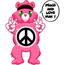 totebag “Peace and Love - Hippie Version” – The Care Bears parody