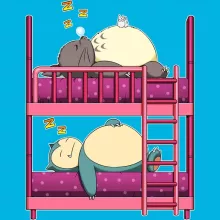 Totoro Women T-shirt “Totoro and Snorlax” – Pokémon parody