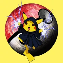 T-shirt de mulher Pikachu “Pikachu e Darth Sidious” – Pokémon de parodia