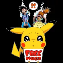 Maglietta per bambini e ragazzi Pikachu “Free Hugs” – Parodia dei Pokémon