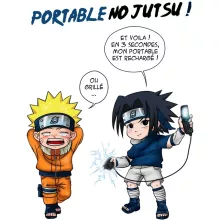 T-shirt Enfant Fille « Portable No Jutsu ! » – Parodie Naruto