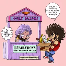 Body bébé (Filles) Seiya « Réparations Tous Métaux ! » – Parodie Saint Seiya