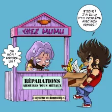 Body bébé Seiya « Réparations Tous Métaux ! » – Parodie Saint Seiya