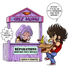 Casquette Enfant Seiya « Réparations Tous Métaux ! » – Parodie Saint Seiya