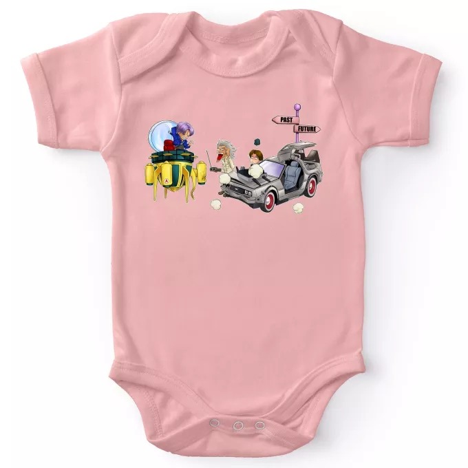 Body per bambini a maniche corte (bimba) Paoridia Dragon Ball Z - DBZ Trunks, Doc Brown e Marty MacFly