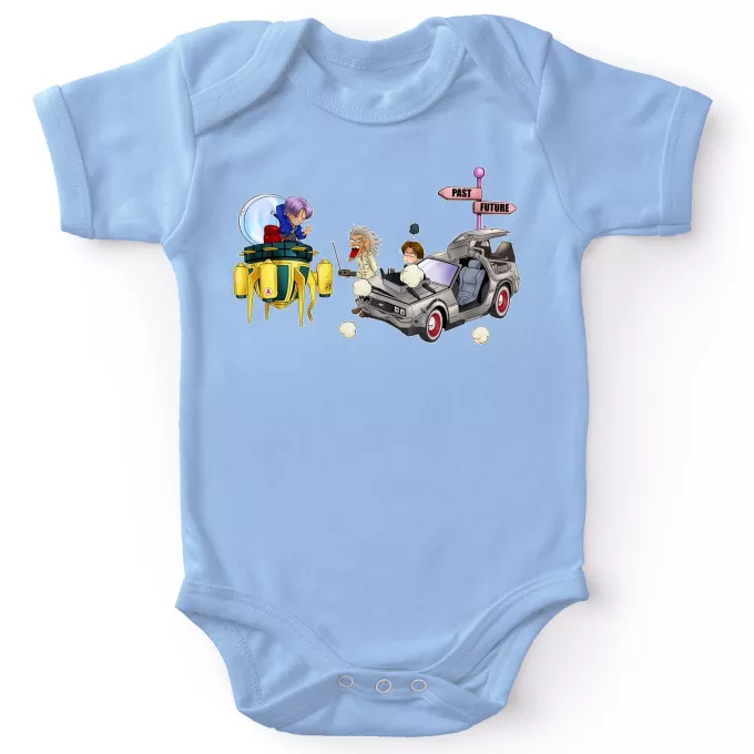 Body per bambini a maniche corte (bimbo) Paoridia Dragon Ball Z - DBZ Trunks, Doc Brown e Marty MacFly