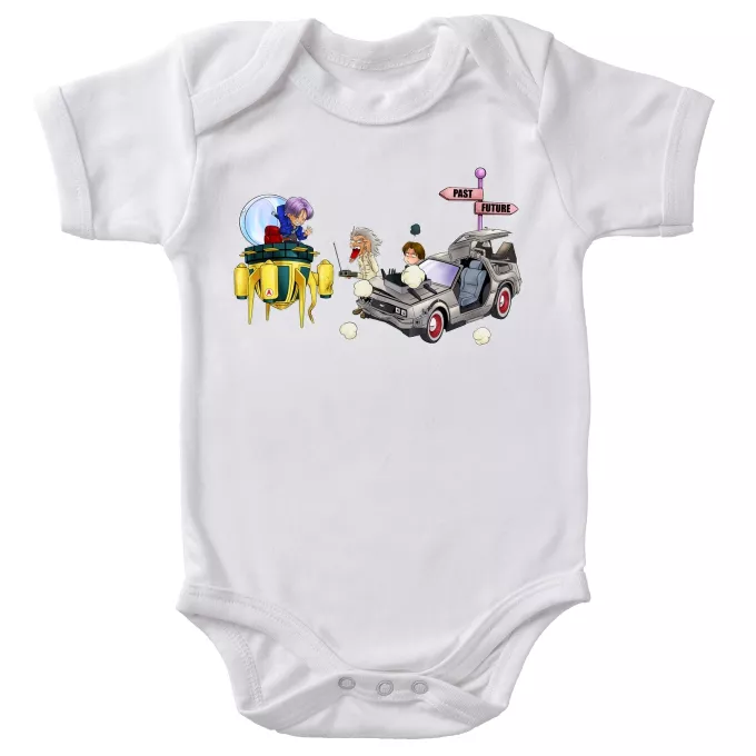 Body per bambini a maniche corte Paoridia Dragon Ball Z - DBZ Trunks, Doc Brown e Marty MacFly