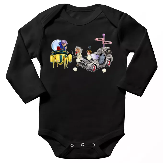 Body bebè a maniche lunghe Paoridia Dragon Ball Z - DBZ Trunks, Doc Brown e Marty MacFly