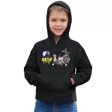 Felpa con cappuccio Bambino et ragazzo Trunks “Trunks, Doc Brown e Marty MacFly” – Parodia dei Dragon Ball Z