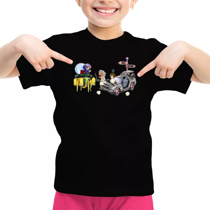 Magliette per bambine e ragazze Paoridia Dragon Ball Z - DBZ Trunks, Doc Brown e Marty MacFly