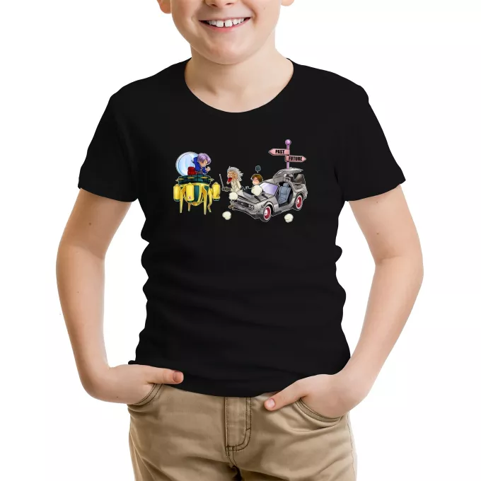 Magliette per bambini e ragazzi Paoridia Dragon Ball Z - DBZ Trunks, Doc Brown e Marty MacFly