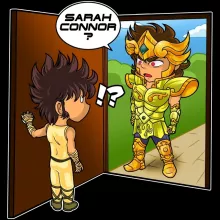 Pegasus Seiya Boys Kids Tank Tops “Pegasus Seiya, Leo Aiolia and Terminator” – Knights of the Zodiac - Saint Seiya parody