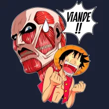 Sweat-Shirt à capuche Titan Colossal VS Luffy « Steak Titanesque... » – Parodie One Piece