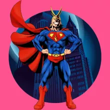 Débardeur Enfant Fille All Might X Superman « Super AllMight man » – Parodie My Hero Academia