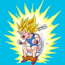 Son-Goku Super-Saiyajin Kinder T-Shirt – Parodie auf Dragon Ball Super