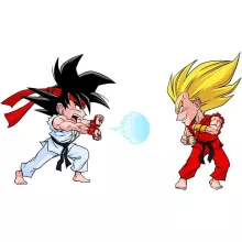 Son Goku Sleeveless Baby Bodysuit “Son Goku and Vegeta X Ryu and Ken” – Dragon Ball Z parody