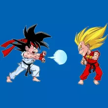 Son Goku Children's backpack “Son Goku and Vegeta X Ryu and Ken” – Dragon Ball Z parody