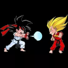 Son Goku Women's Tank Top “Son Goku and Vegeta X Ryu and Ken” – Dragon Ball Z parody