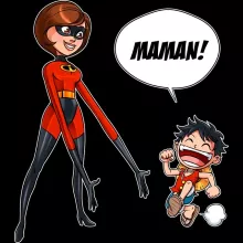 Sweat à capuche Enfant Elasticgirl « Super Maman !! » – Parodie One Piece