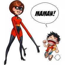 Sous-Verre en bois Elasticgirl « Super Maman !! » – Parodie One Piece