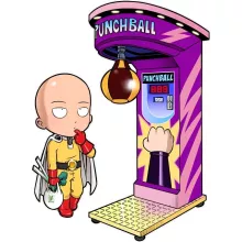 One-Punch Man parodi Vit Body baby korta ärmar - Saitama (Högklassig Body Baby - Tryckt i Frankrike - Ref : 912)