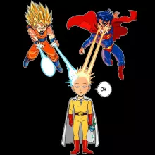 Saitama Fodral för smarttelefoner “Saitama, Son Goku och Stålmannen” – Parodi One-Punch Man