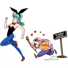 Muten-Roshi Baby Strampler “Muten-Roshi und Bulma” – Parodie auf Dragon Ball