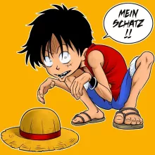 Monkey D. Ruffy Kappe “Monkey D. Ruffy und Gollum - Mein Schatz” – Parodie auf One Piece