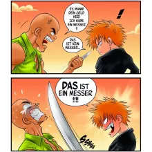 Ichigo Kurosaki Tasse “Ichigo Kurosaki und Crocodile Dundee” – Parodie auf Bleach
