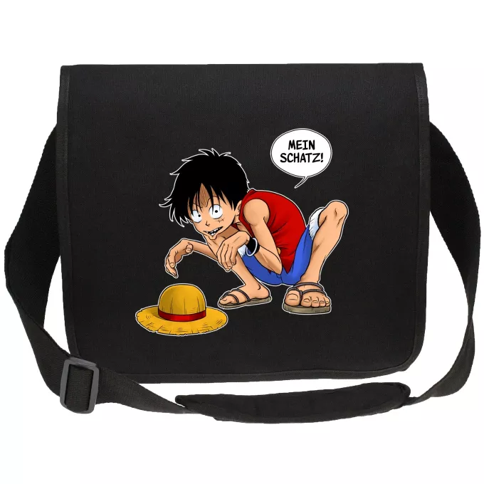 Canvas Messengertaschen Parodie auf One Piece Ruffy und Gollum