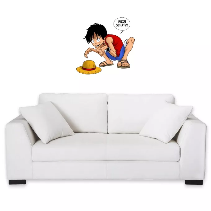 Wandsticker Parodie auf One Piece Ruffy Hak Versioni und Gollum