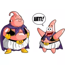 Majin Boo Mädchen Kinder T-Shirt “Majin Boo und Patrick Star” – Parodie auf Dragon Ball Z
