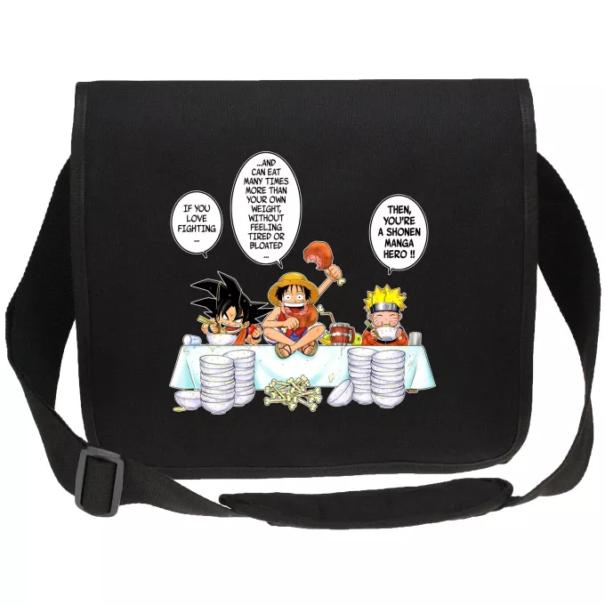 Canvas Messenger Bags Parody of Naruto Son Goku, Naruto and Luffy