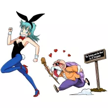 Master Roshi Girls Kids T-shirt “Master Roshi and Bulma” – Dragon Ball parody