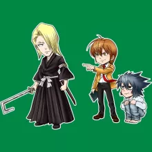 L Kinderen Zomerpetten “L, Lignt Yagami en Kira” – Bleach parodie