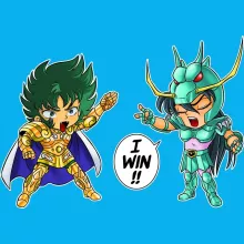 Capricorn Shura Baby's T-shirt “Capricorn Shura and Dragon Shiryu” – Knights of the Zodiac - Saint Seiya parody