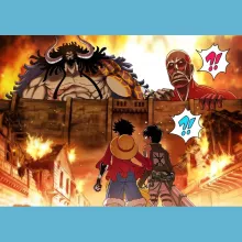 Body de bebé Luffy “Luffy y Kaido, Eren y el titán colosal” – Parodia de One Piece