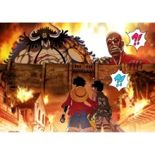 Body de bebé Luffy “Luffy y Kaido, Eren y el titán colosal” – Parodia de One Piece