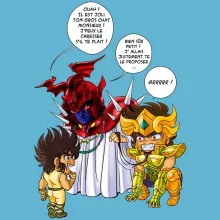 Body bébé Aiolia « Un gros chat sauvage en laisse ! » – Parodie Saint Seiya