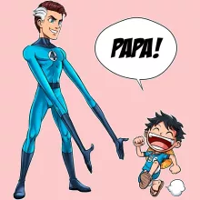 Body bébé (Filles) Luffy « Un papa Fantastique ! » – Parodie One Piece