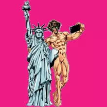 Eren Jäger Damen T-shirt Tank top “Eren Jäger und die freiheitsstatue” – Parodie auf Attack on Titan