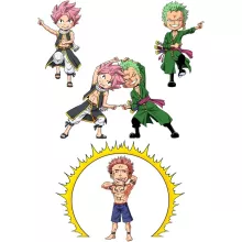 Natsu Mouwloos Babyromper “Natsu, Lolonoa Zoro en Ryomen Sukuna (Yuji Itadori)” – One Piece parodie