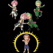 Natsu Smartphone hoesje “Natsu, Lolonoa Zoro en Ryomen Sukuna (Yuji Itadori)” – One Piece parodie