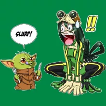 Tsuyu Asui Kinderen Zomerpetten “Tsuyu Asui aka Froppy en Grogu aka Baby Yoda” – Star Wars parodie