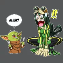 Tsuyu Asui Kappe “Tsuyu Asui aka Froppy und Grogu aka Baby Yoda” – Parodie auf Star Wars