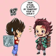 Body bébé (Filles) Tanjiro Kamado « Une Pandora Box démoniaque ! » – Parodie Saint Seiya