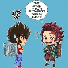 Body bébé Tanjiro Kamado « Une Pandora Box démoniaque ! » – Parodie Saint Seiya