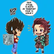 T-shirt bébé Tanjiro Kamado « Une Pandora Box démoniaque ! » – Parodie Saint Seiya